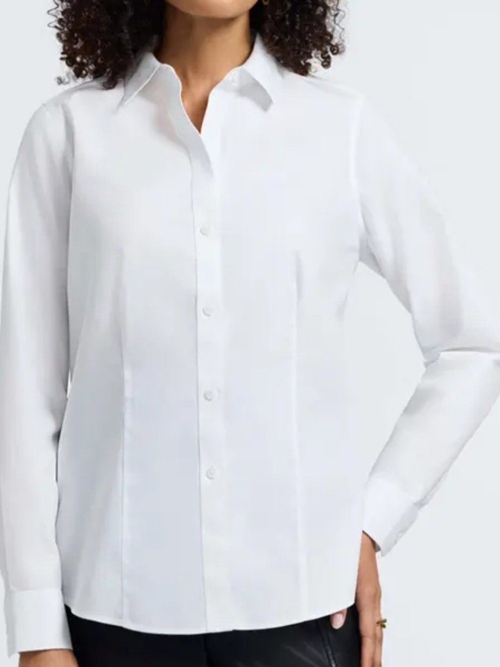 Cleo XXL Classic White Long-Sleeve Button Front Blouse